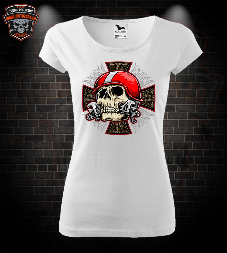 Dámske moto tričko Skull mechanic