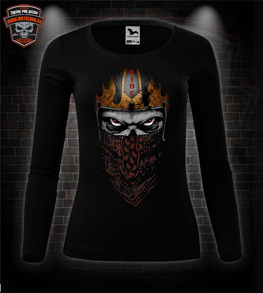 Dámske moto tričko Skull Rider s dlhým rukávom
