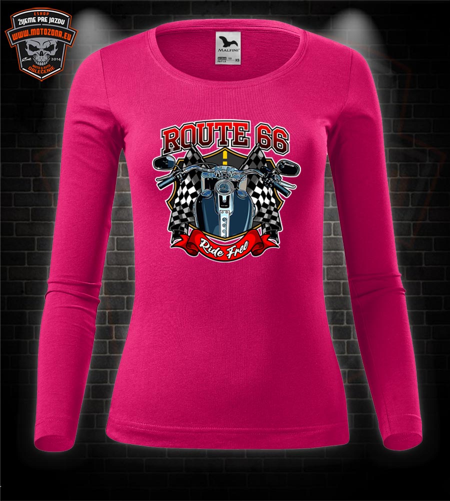 Dámske moto tričko s dlhým rukávom Route 66 - Ride Free