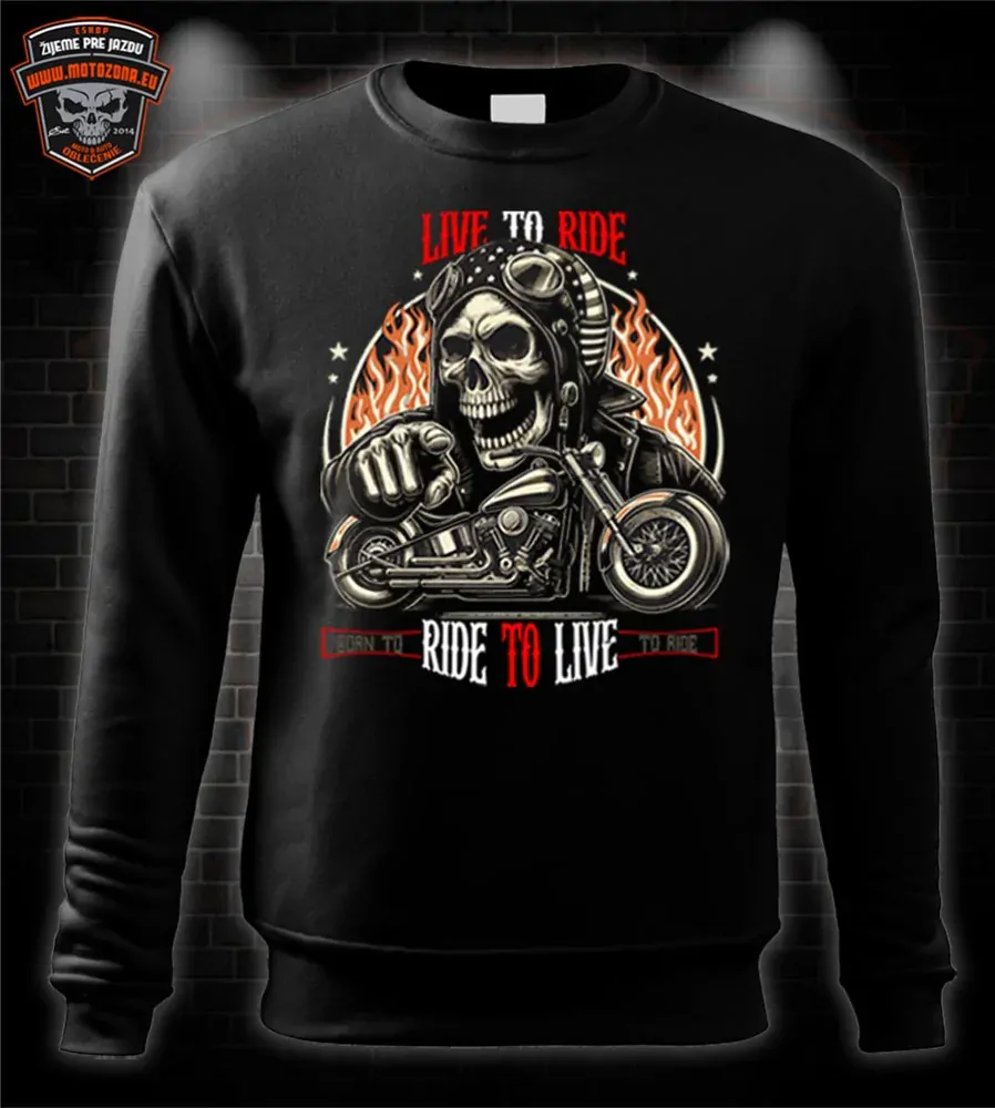 Moto mikina Live to Ride - skull