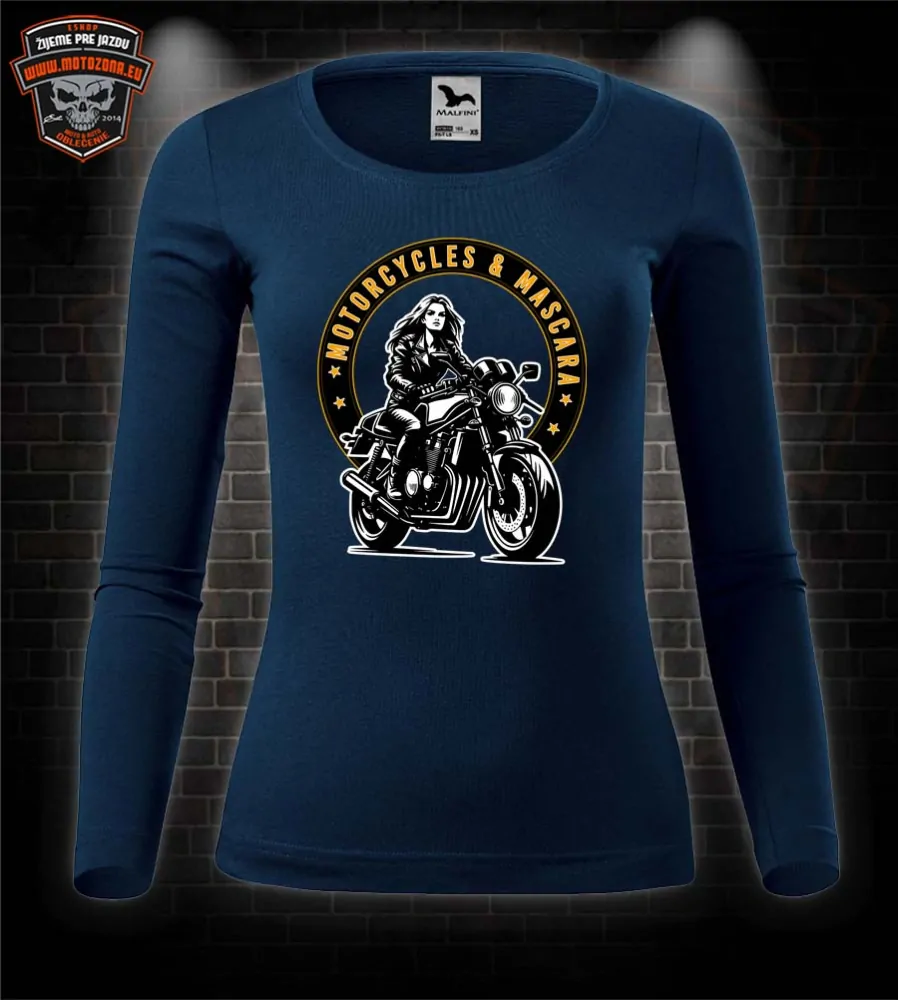 Dámske moto tričko s dlhým rukávom Motorcycles & Mascara