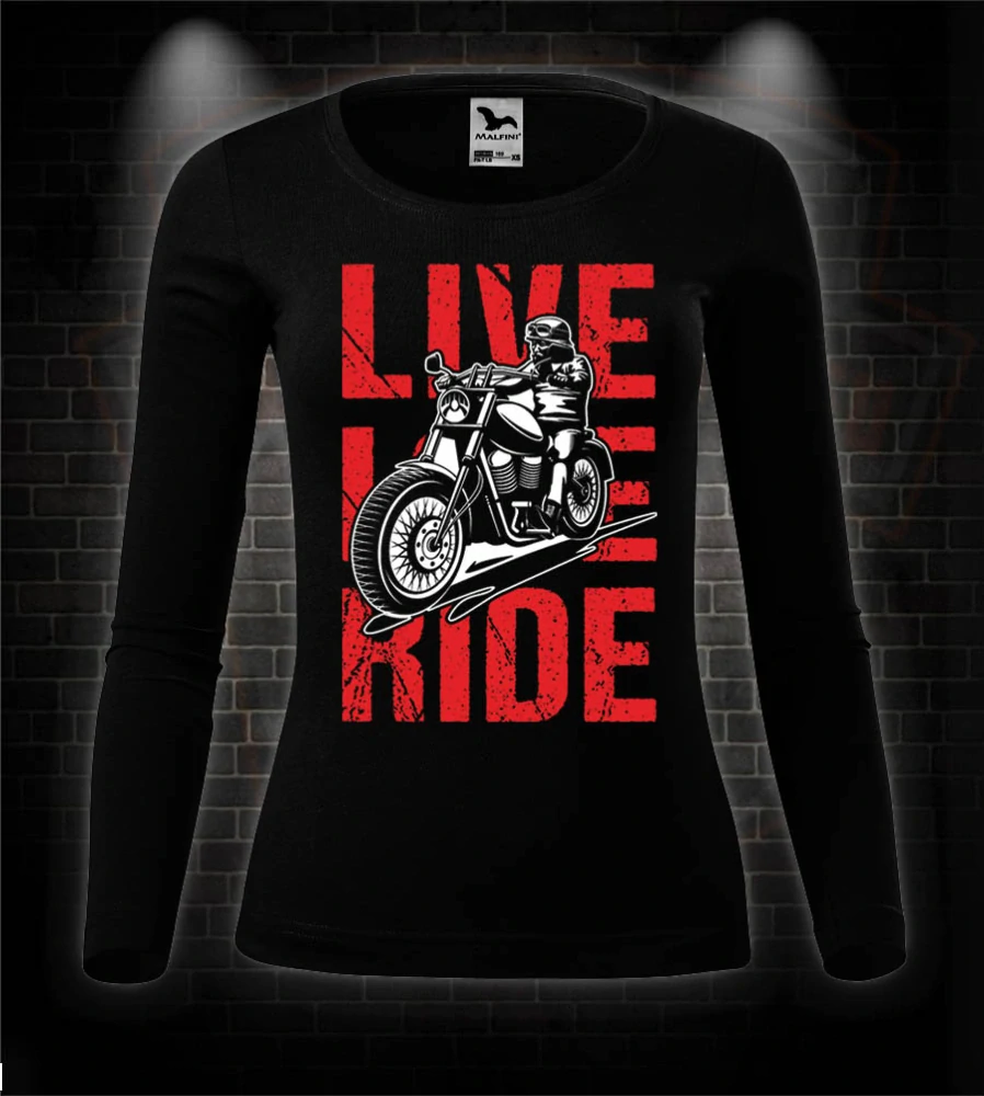 Dámske moto tričko Live Love Ride s dlhým rukávom