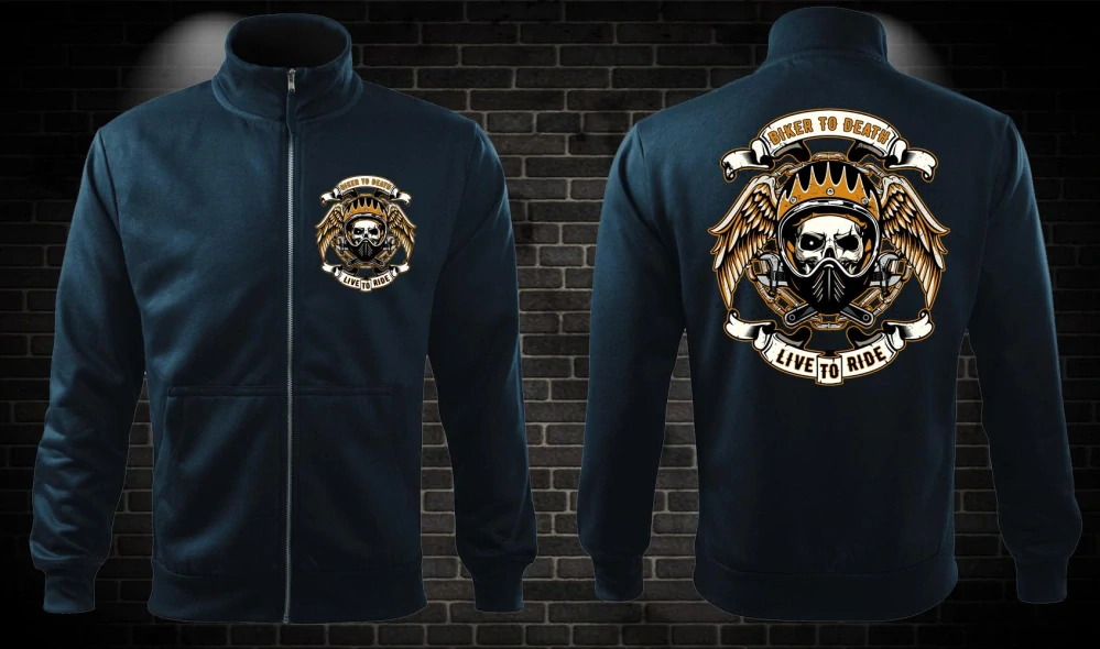 Zipsová moto mikina Biker to death