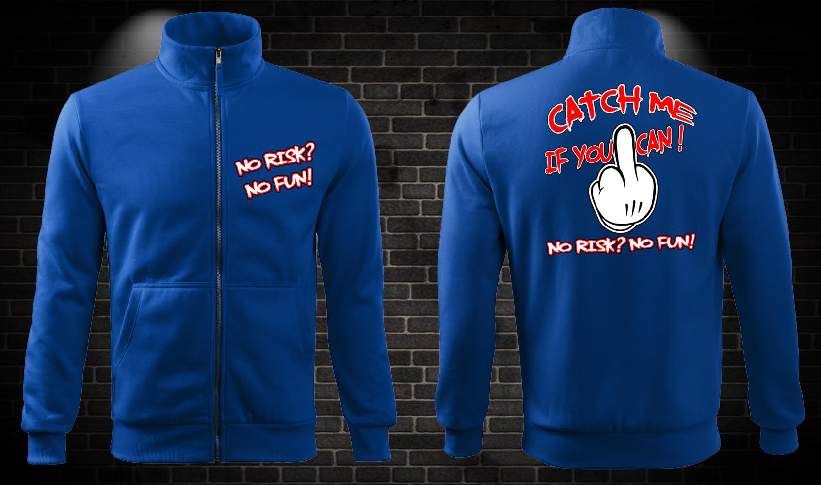 Zipsová moto mikina Catch me if you can