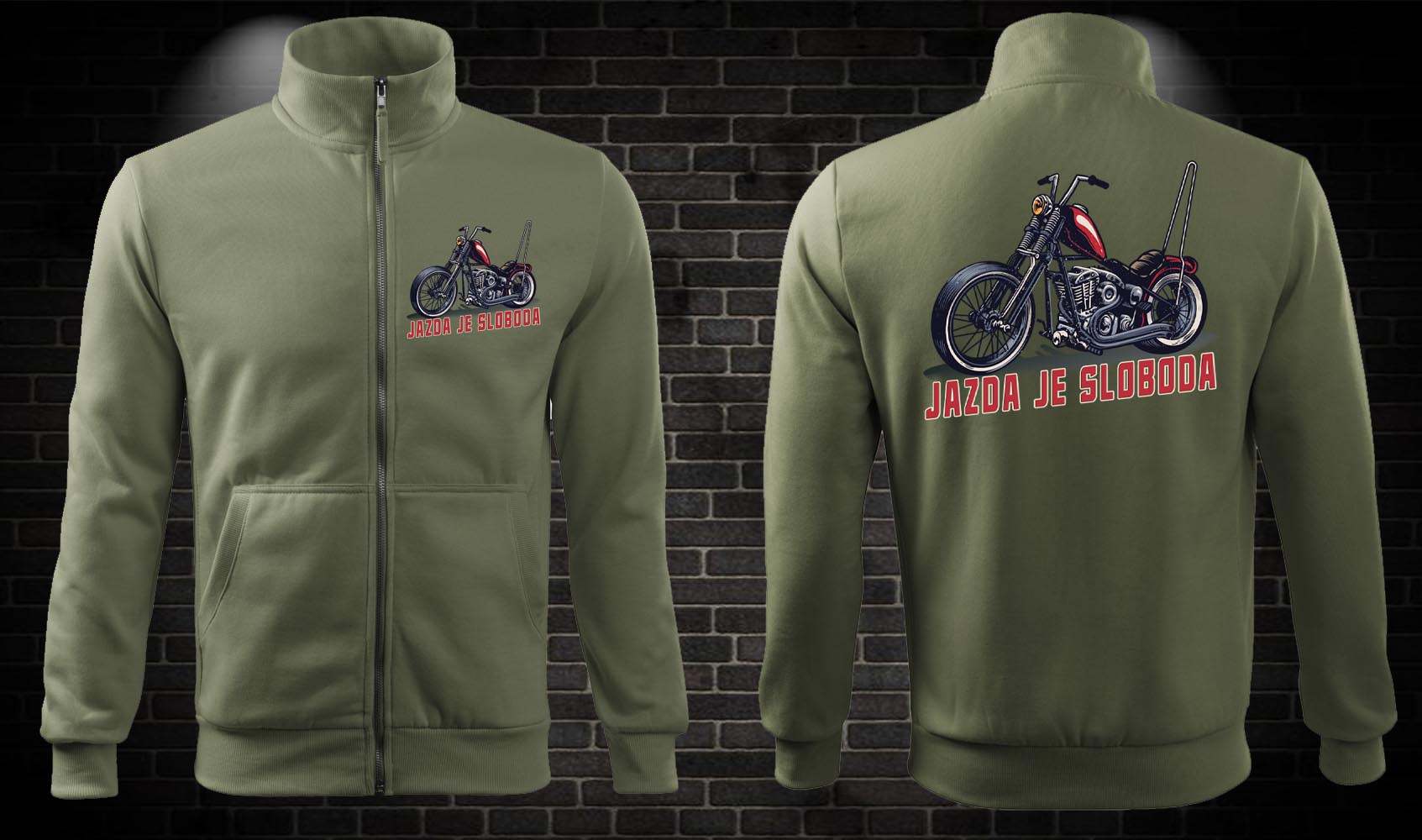 Zipsová moto mikina Jazda je sloboda