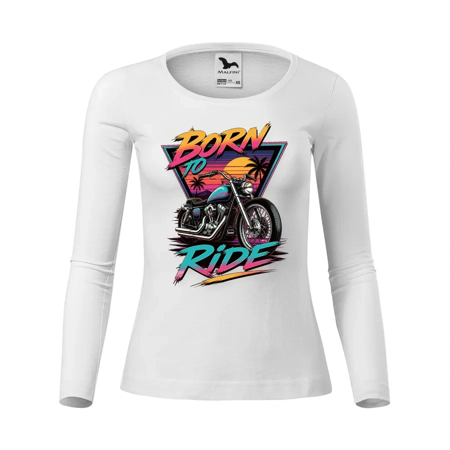 Dámske motorkárske tričko Born to Ride - Retro s dlhým rukávom