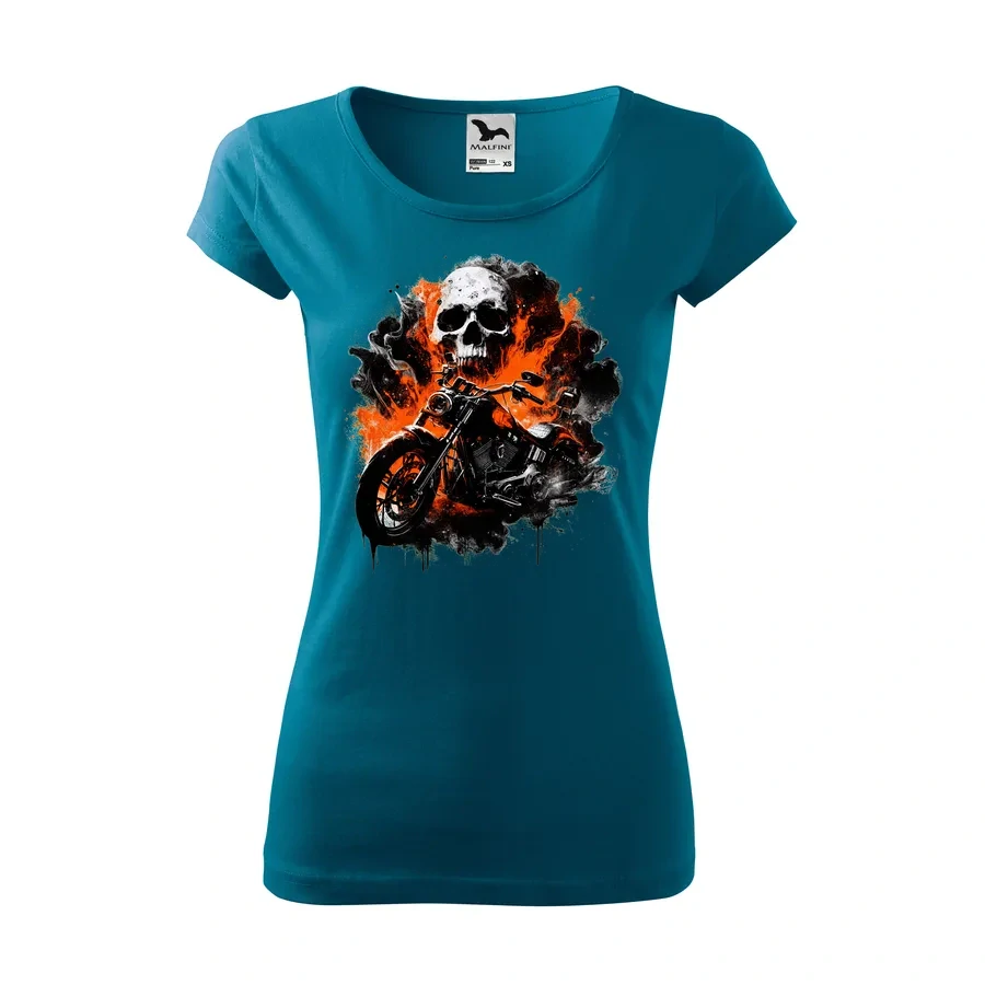 Dámske motorkárske tričko Skull Ride – ohnivá rebélia