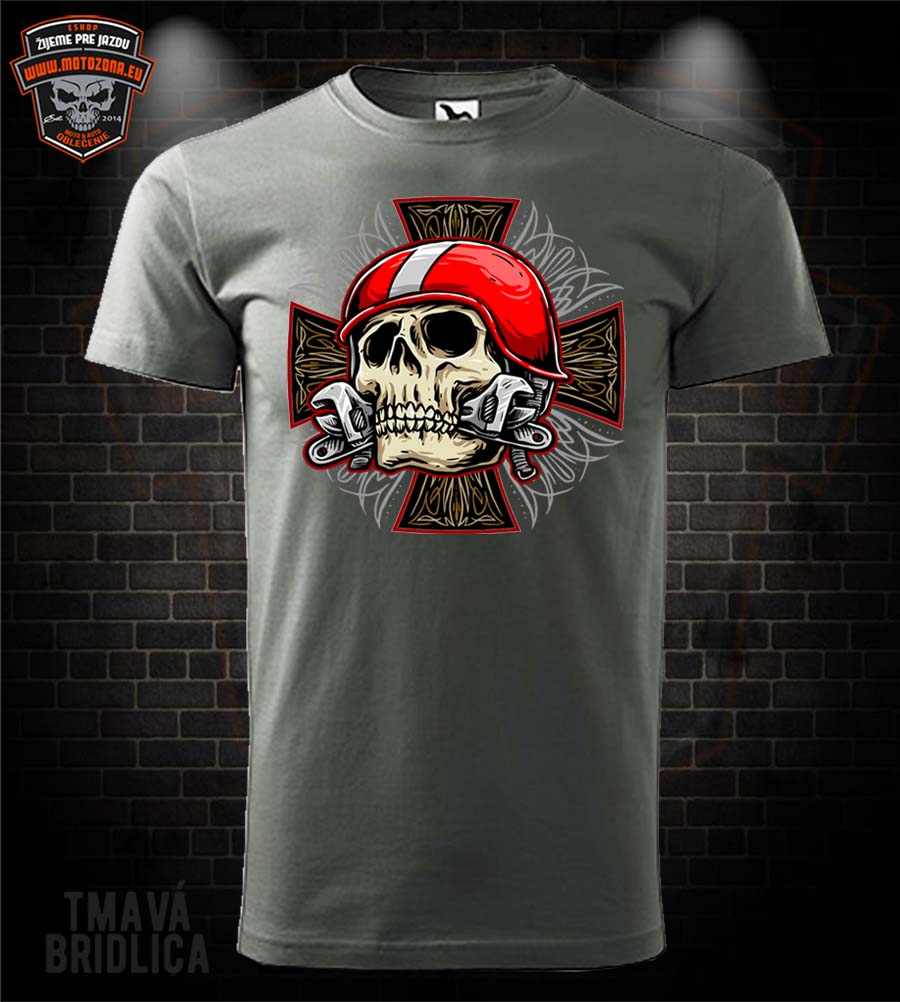 Motorkárske tričko Skull mechanic