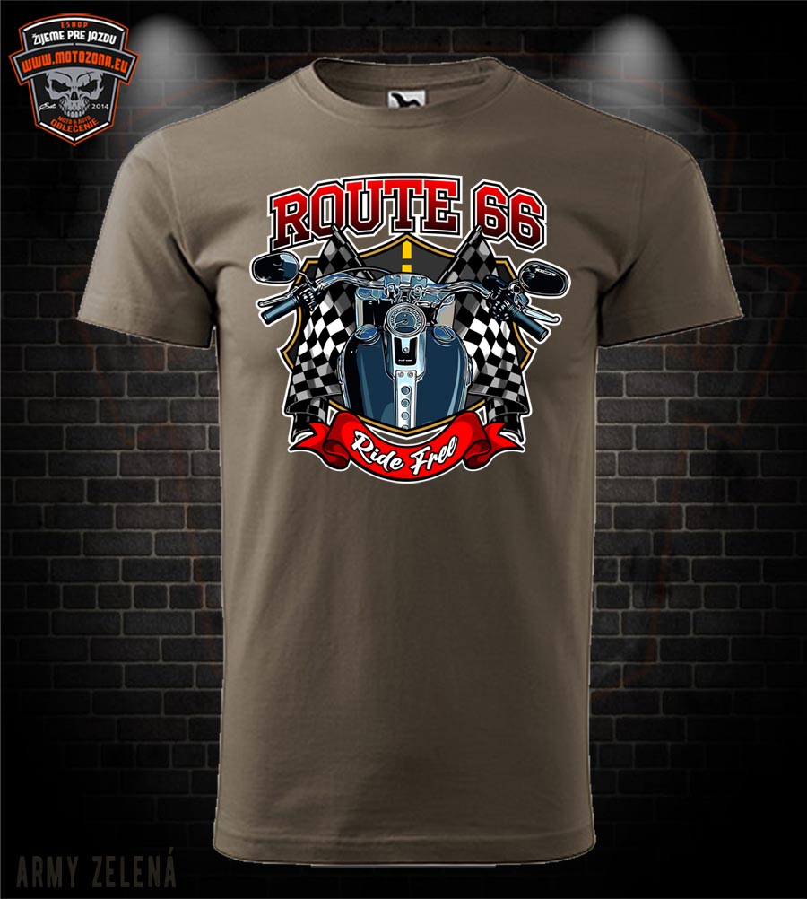 Motorkárske tričko Route 66 - Ride Free