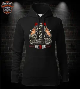 Dámska mikina Live to Ride - skull s kapucou