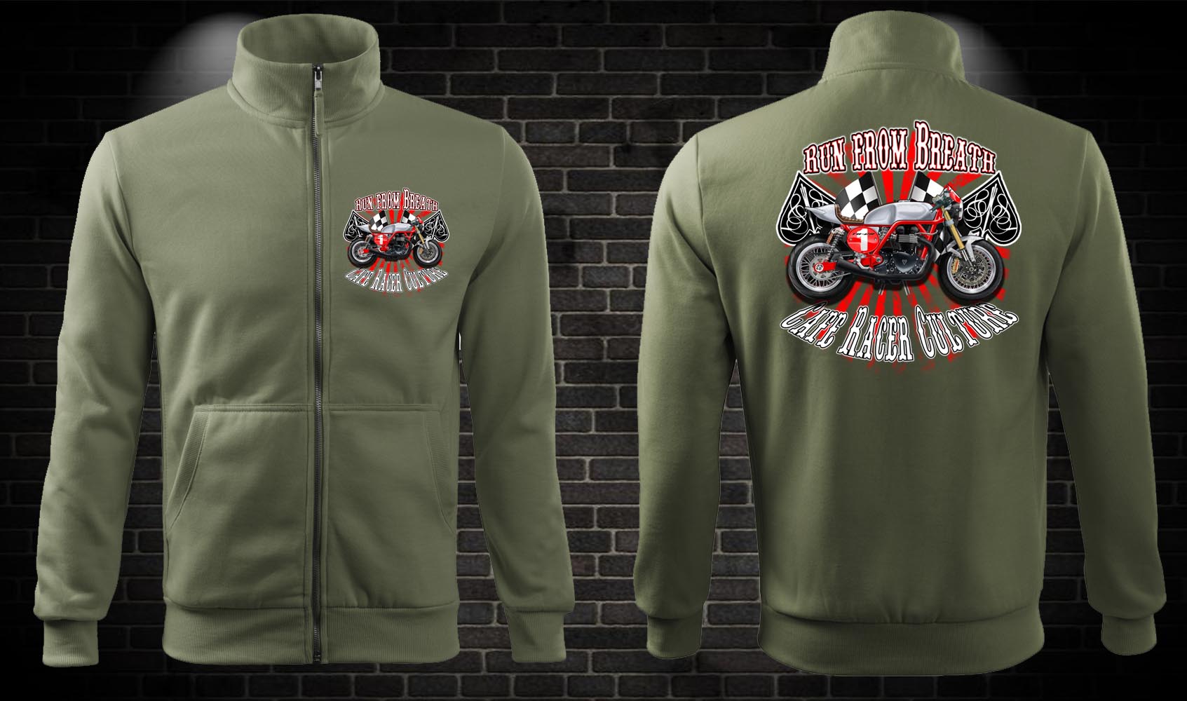 Zipsová moto mikina Caffe racer