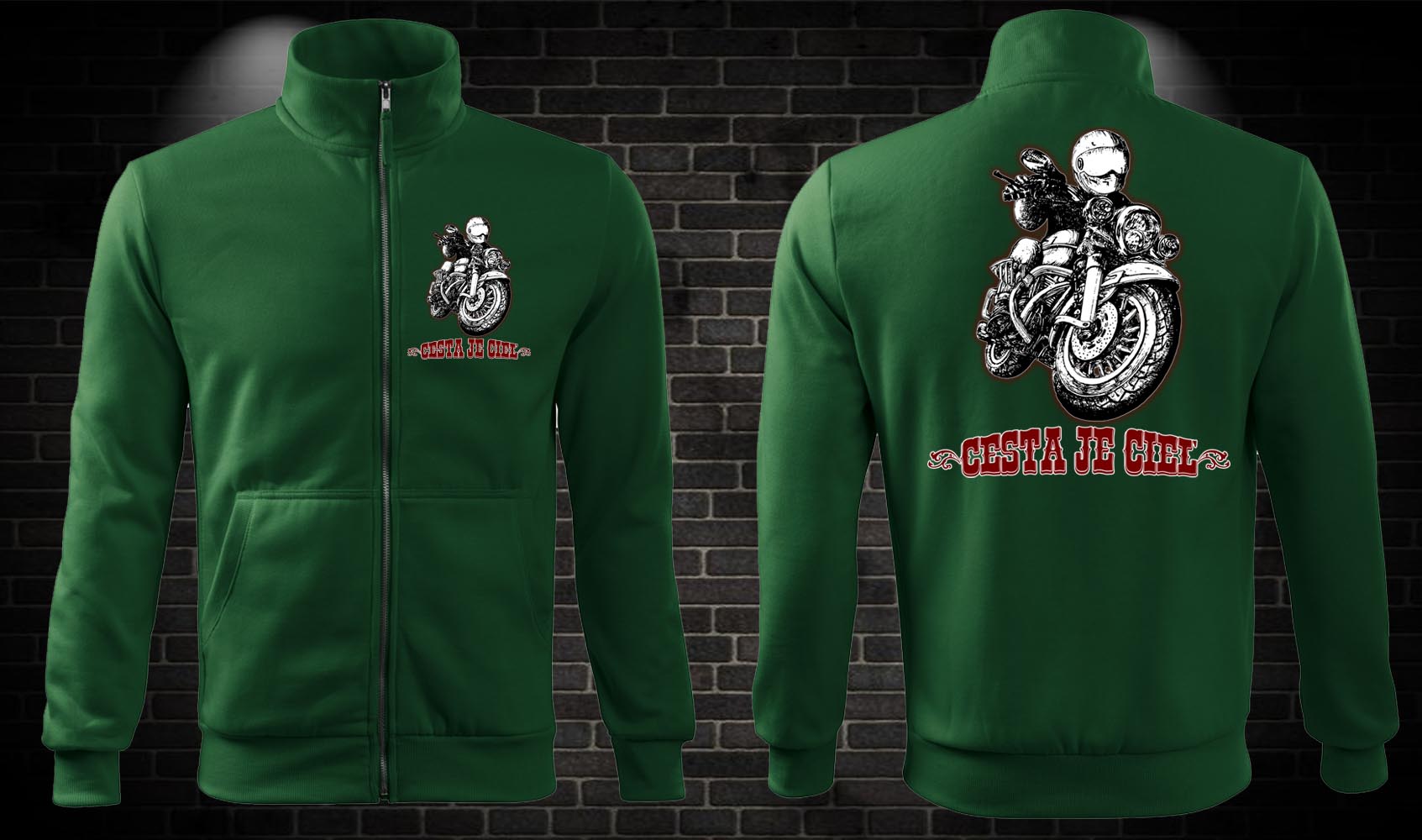 Zipsová moto mikina Cesta je cieľ