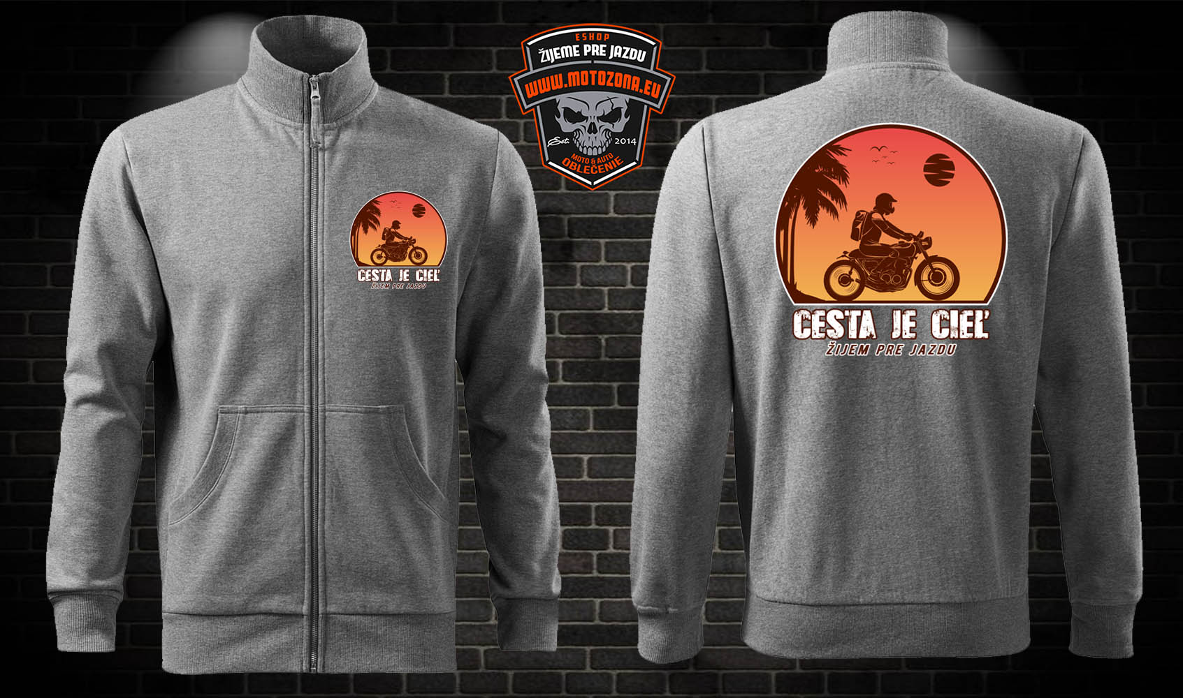 Zipsová moto mikina Cesta je cieľ 2