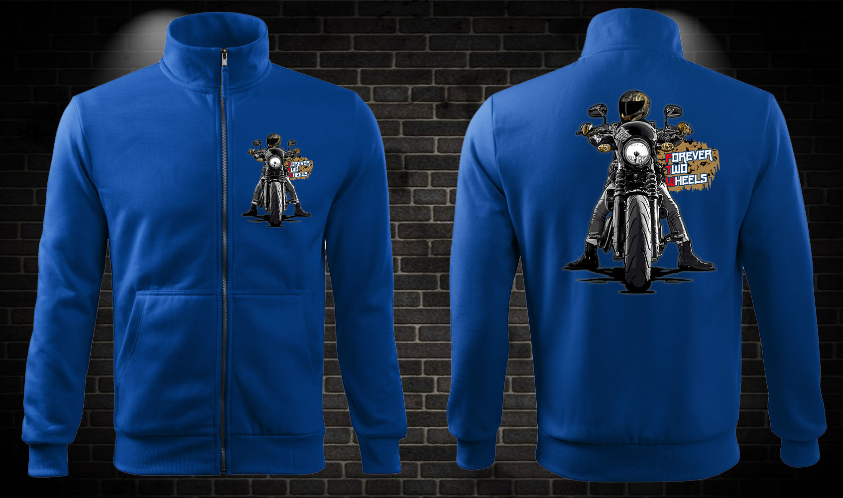Zipsová moto mikina Forever Two Wheels