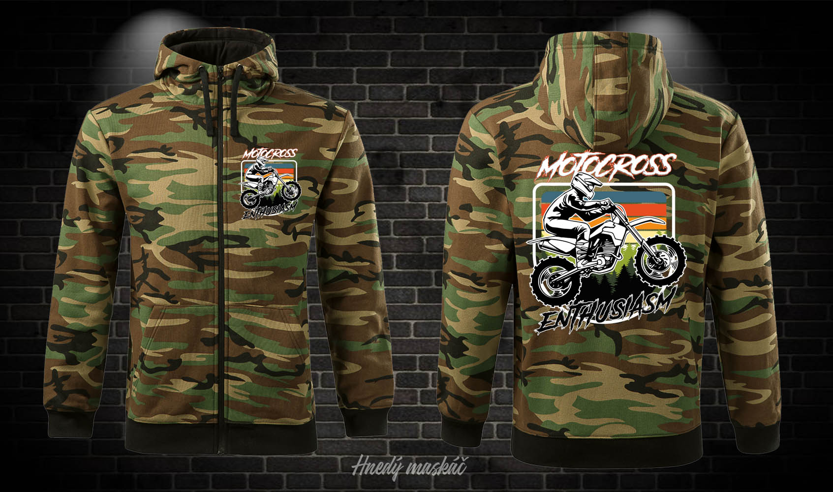Motorkárska maskáčová mikina Motocross Enthusiasm