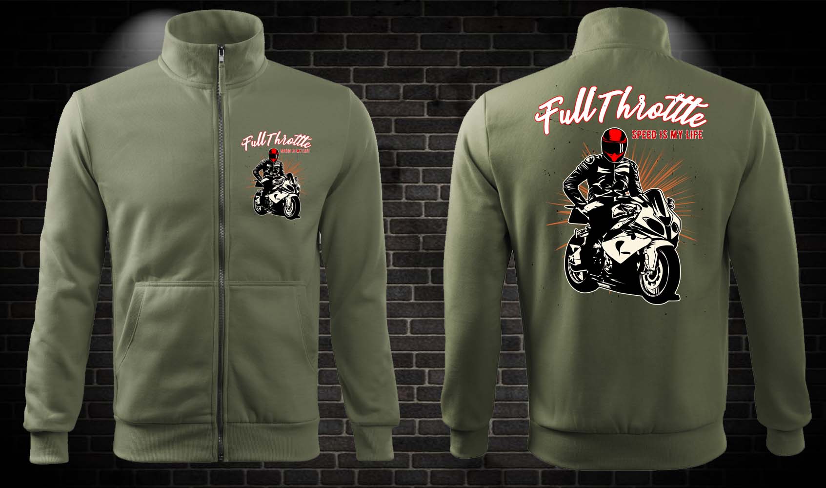 Moto mikina Full Throttle na zips