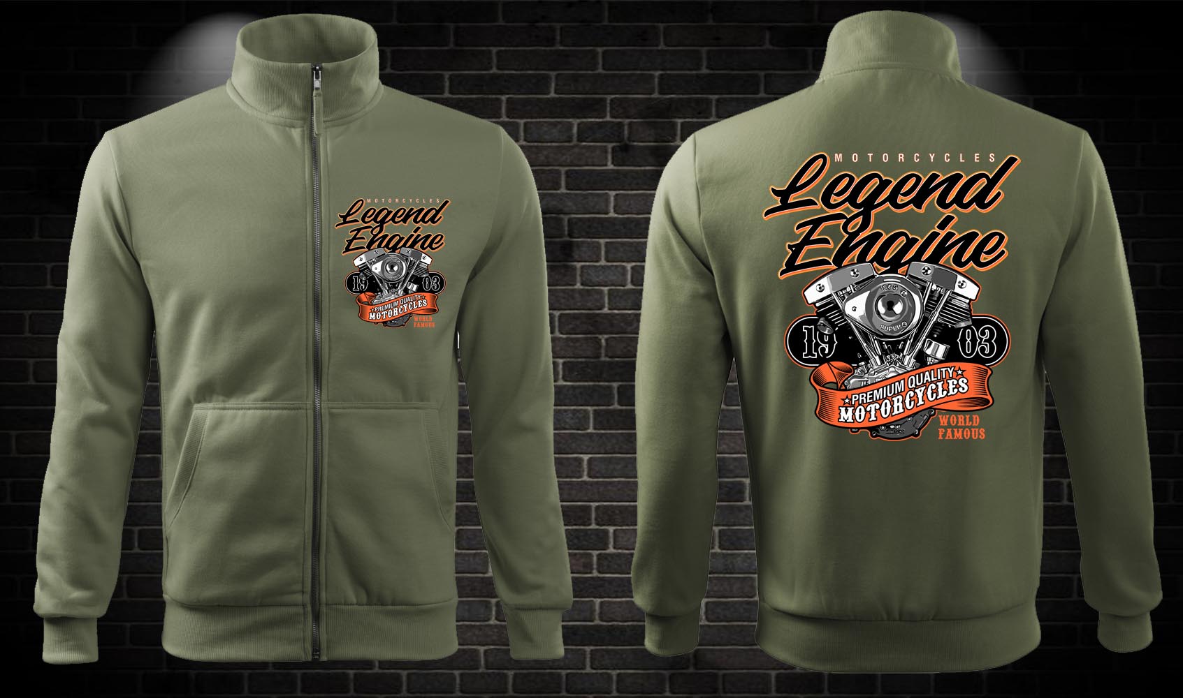 Zipsová moto mikina Legend Engine