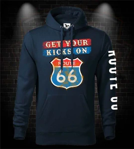 Kapucová motorkárska mikina Get your kicks on Route 66