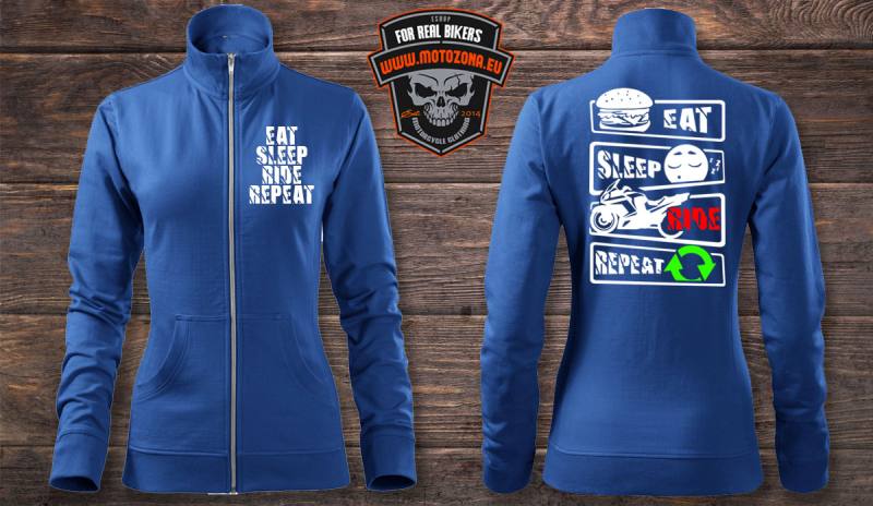Dámska zipsová moto mikina Eat Sleep Ride Repeat