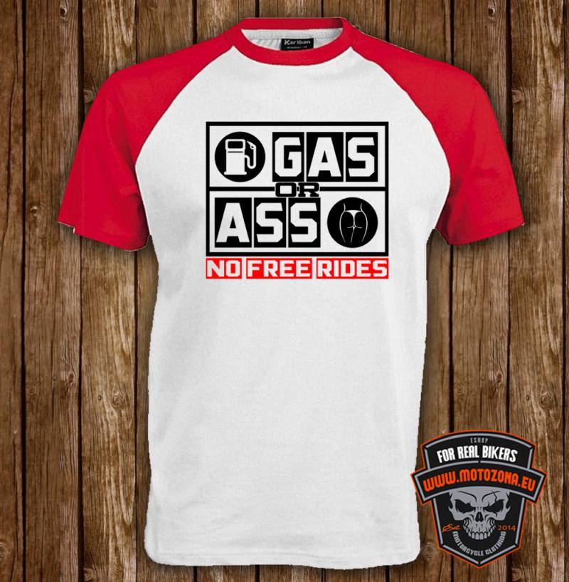 Baseball tričko Gas or Ass pre motorkára