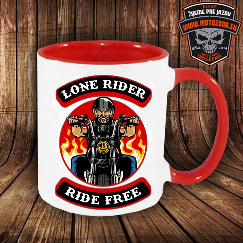 Motorkársky hrnček Lone Rider - Ride Free