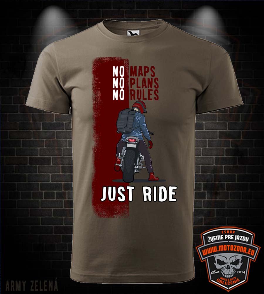 Motorkárske tričko No Maps No Plans No Rules