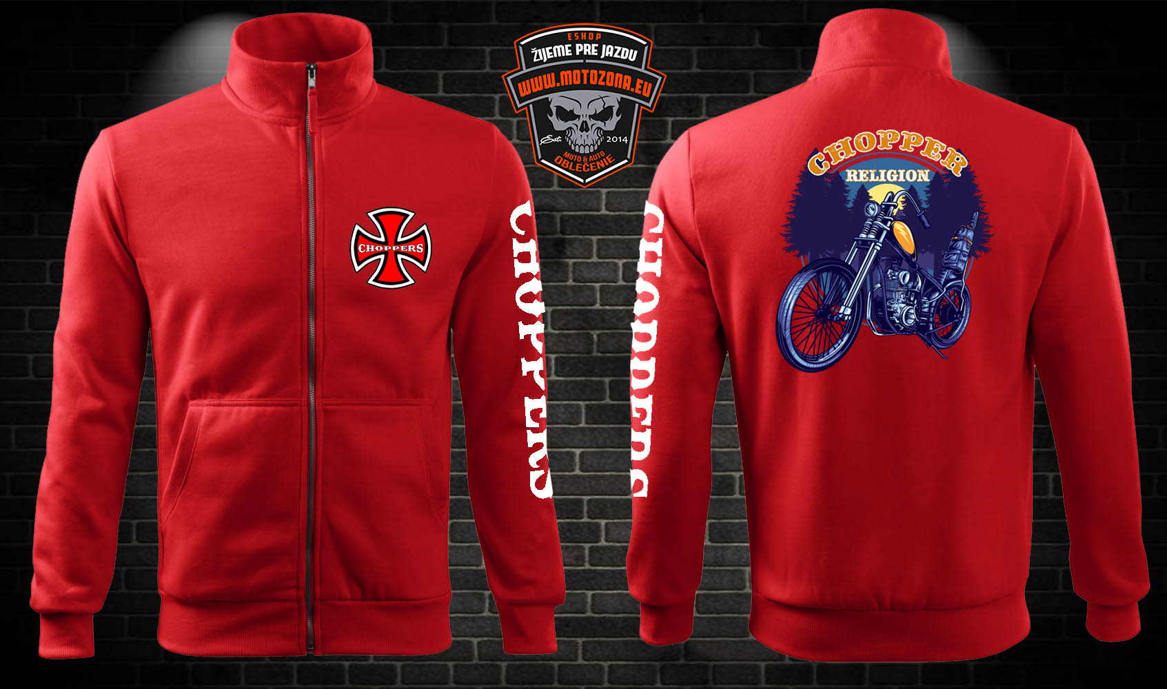 Moto mikina Chopper Religion na zips