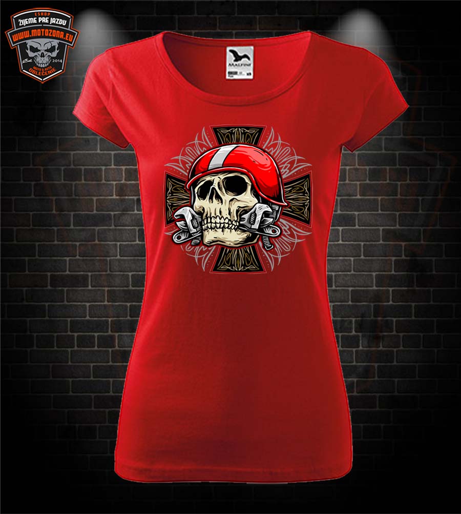 Dámske moto tričko Skull mechanic