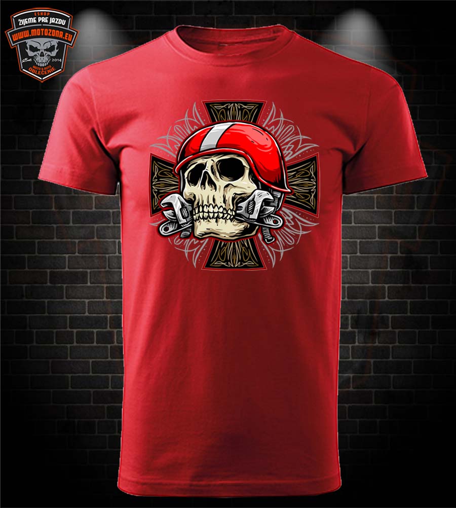 Motorkárske tričko Skull mechanic