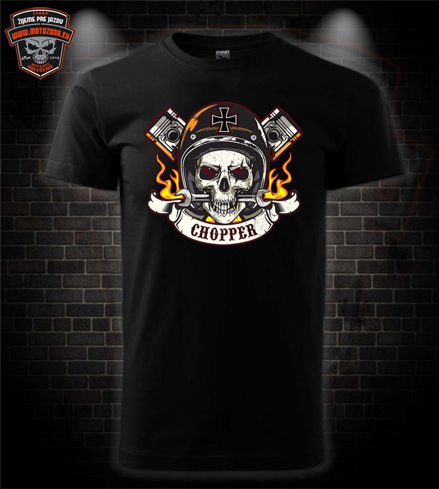 Motorkárske tričko Chopper Skull