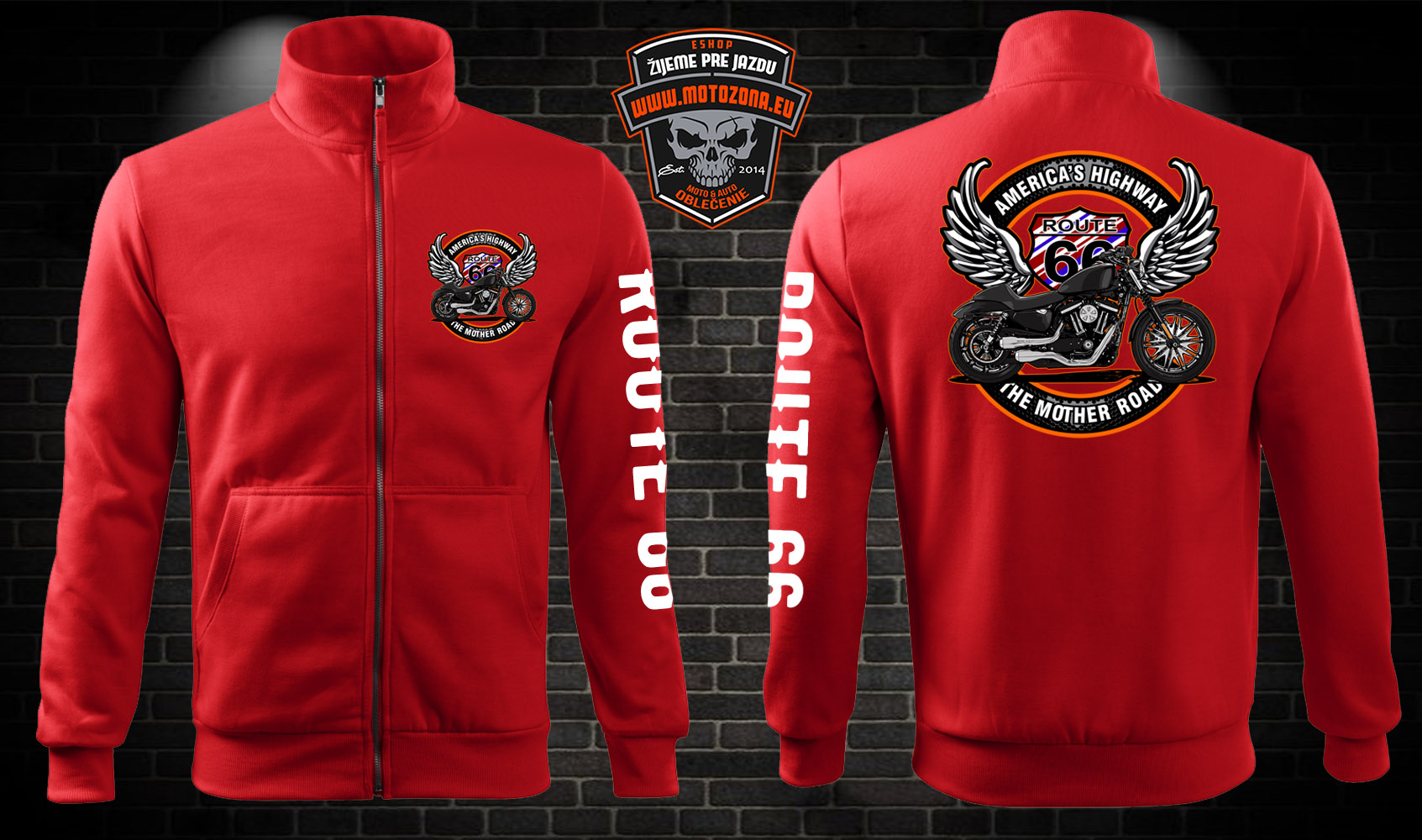 Zipsová moto mikina Route 66 - Americas Highway