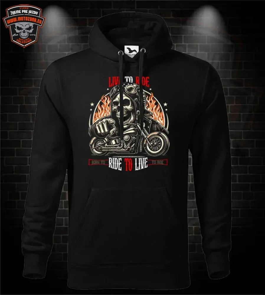 Kapucová mikina Live to Ride - skull