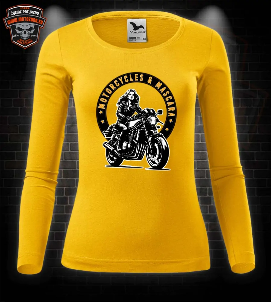 Dámske moto tričko s dlhým rukávom Motorcycles & Mascara