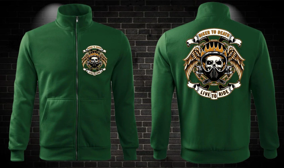 Zipsová moto mikina Biker to death