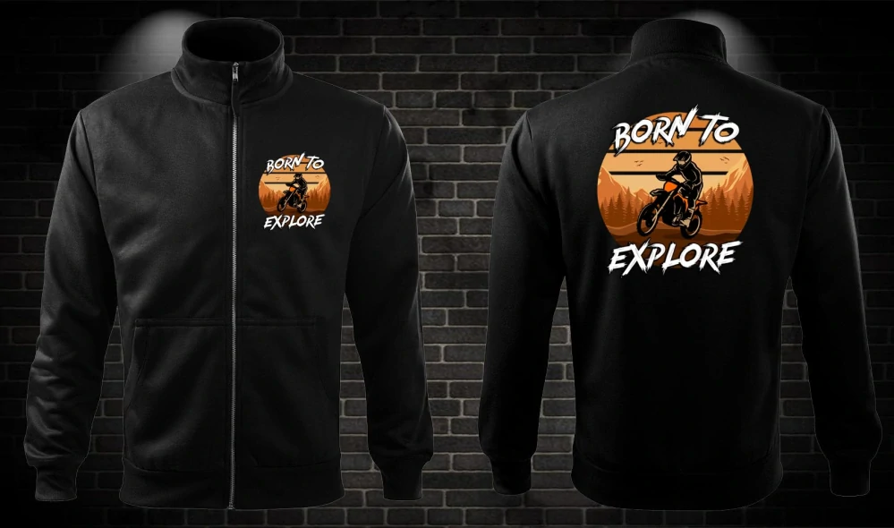 Zipsová moto mikina Born to Explore