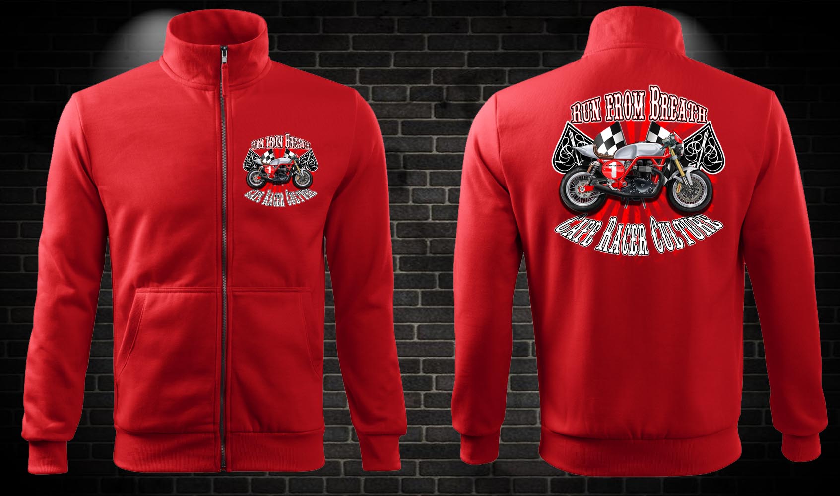 Zipsová moto mikina Caffe racer