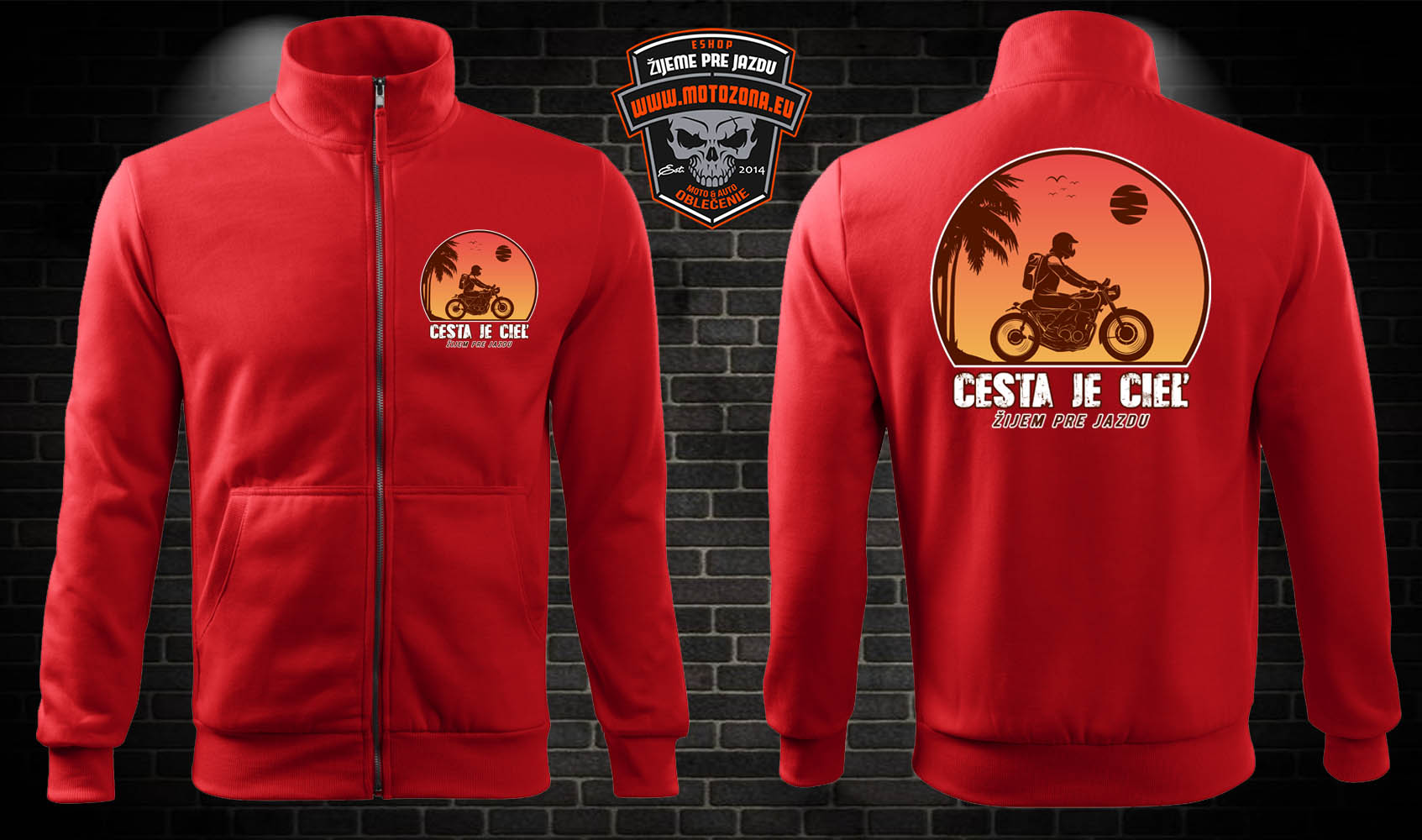 Zipsová moto mikina Cesta je cieľ 2