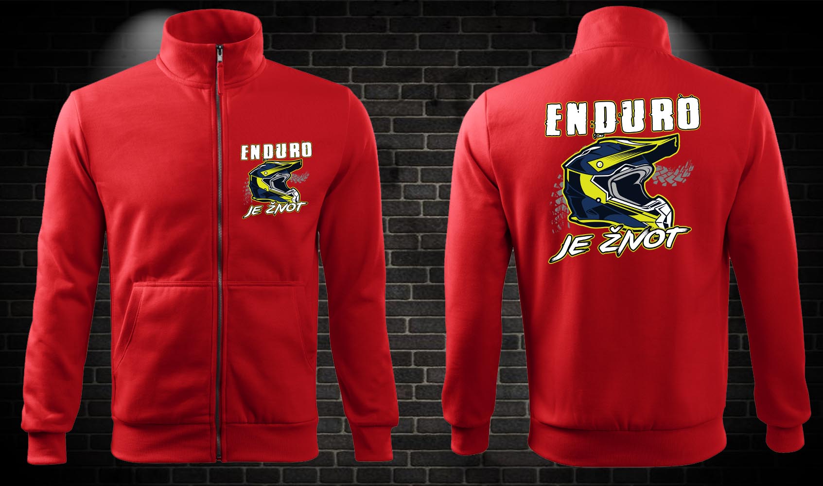 Zipsová moto mikina Enduro je život