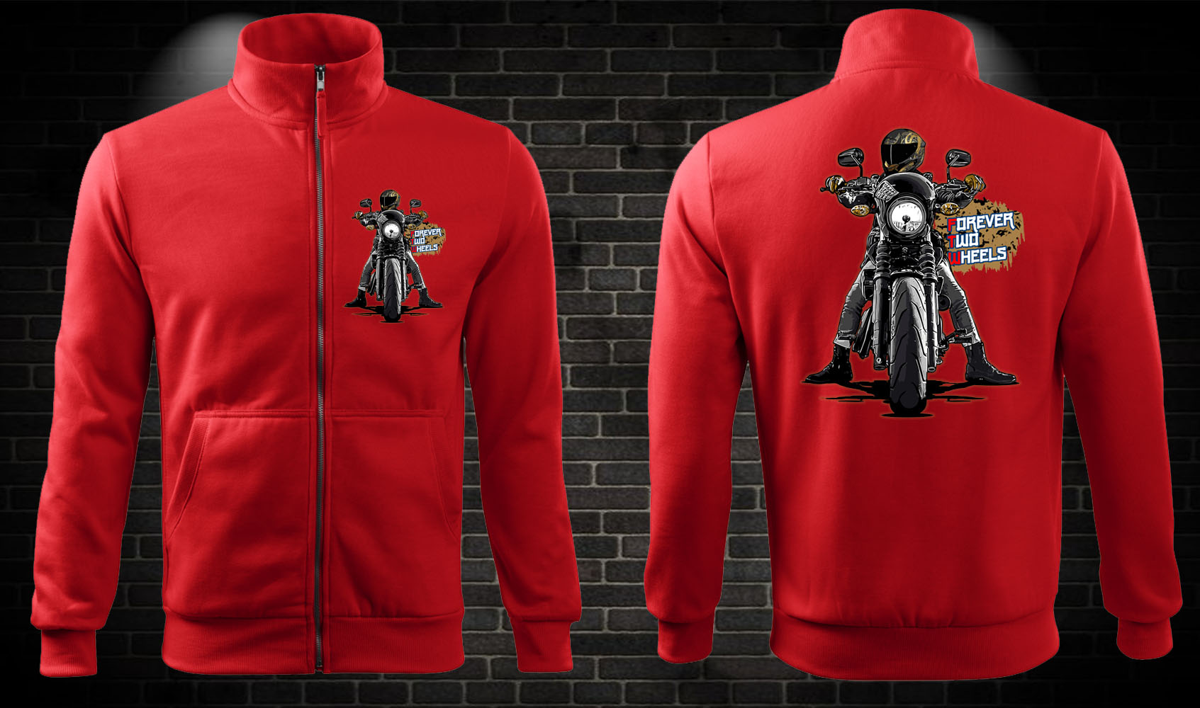 Zipsová moto mikina Forever Two Wheels