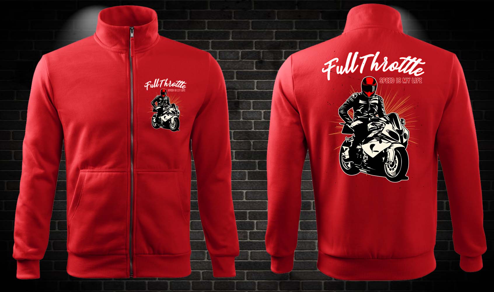 Moto mikina Full Throttle na zips