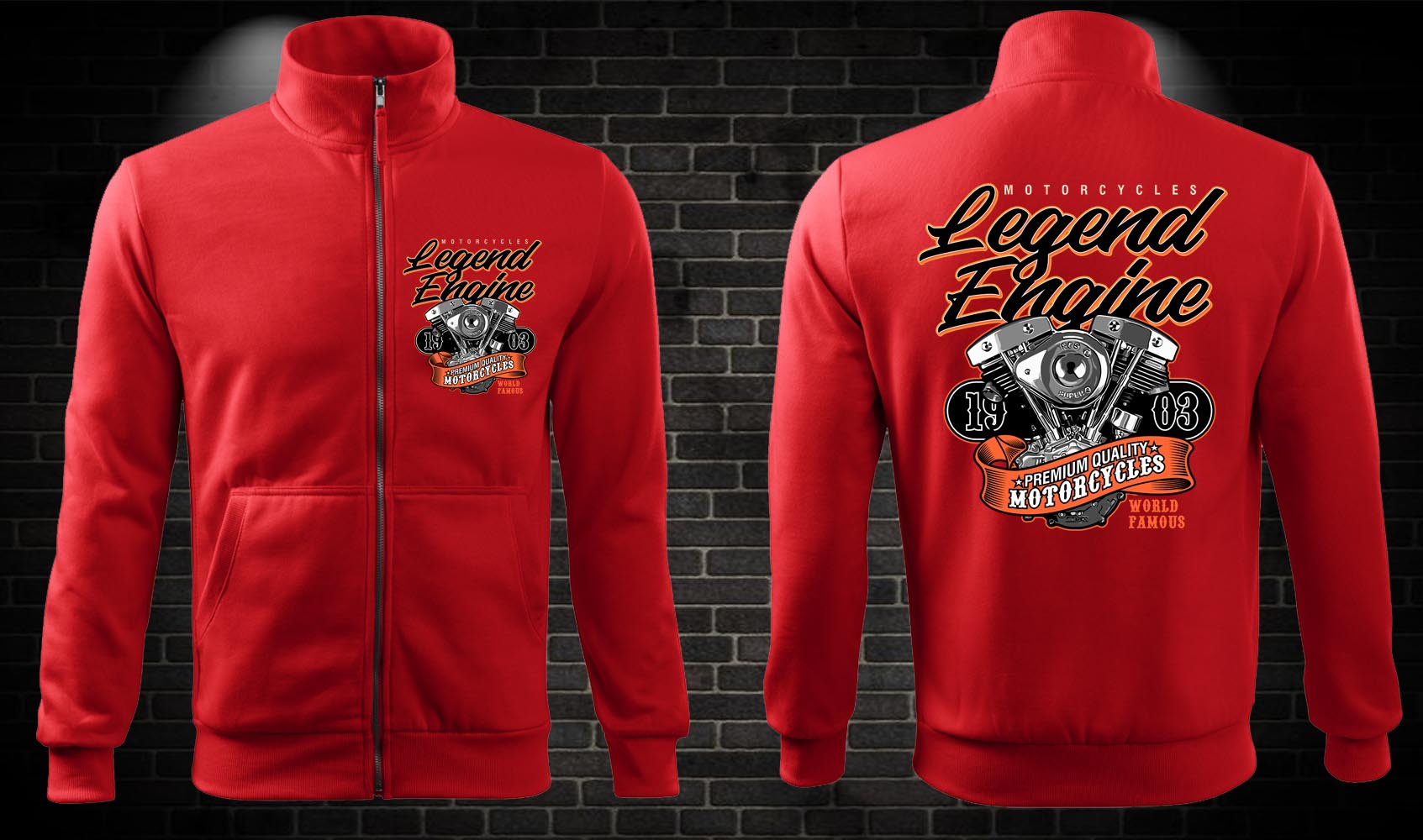 Zipsová moto mikina Legend Engine