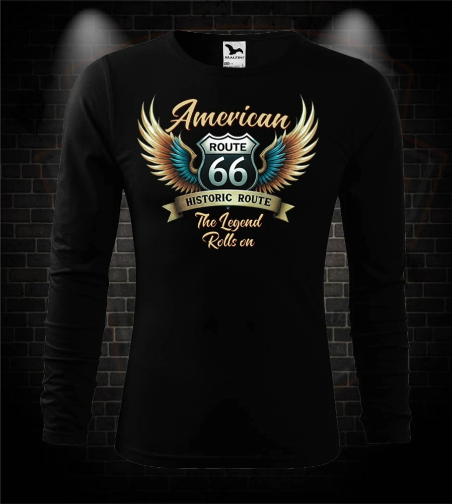 Pánske Tričko s Dlhým Rukávom "American Route 66"