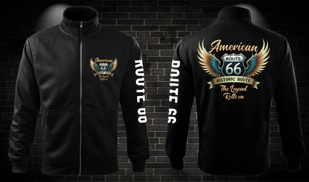 Mikina na Zips "American Route 66"