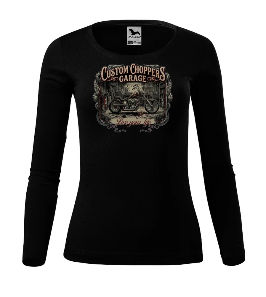 Dámske motorkárske tričko Custom Choppers Garage s dlhým rukávom