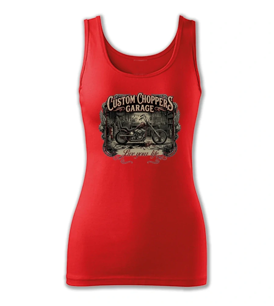 Dámske motorkárske tielko "Custom Choppers Garage"
