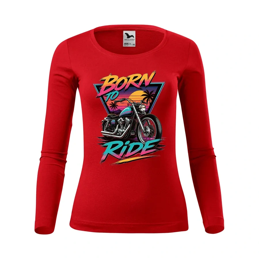 Dámske motorkárske tričko Born to Ride - Retro s dlhým rukávom
