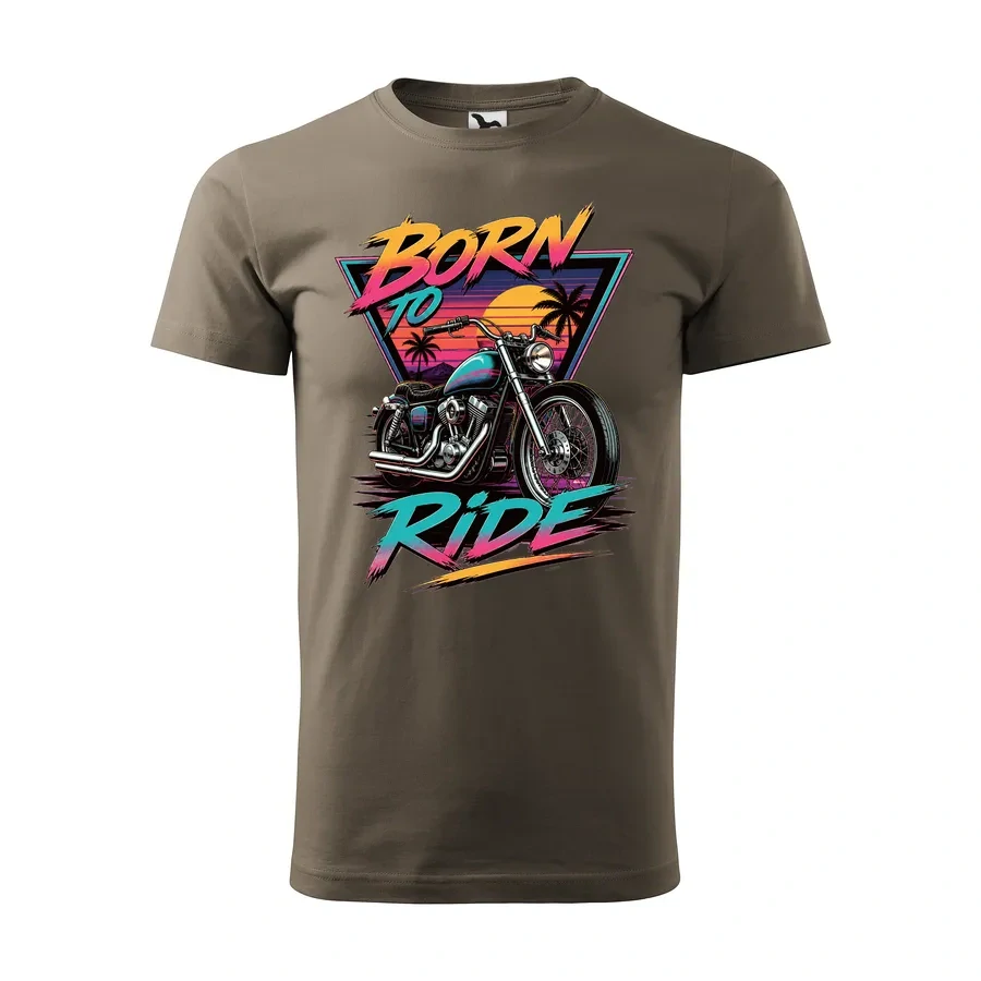 Motorkárske tričko Born to Ride - Retro | Atmosféra osemdesiatych rokov