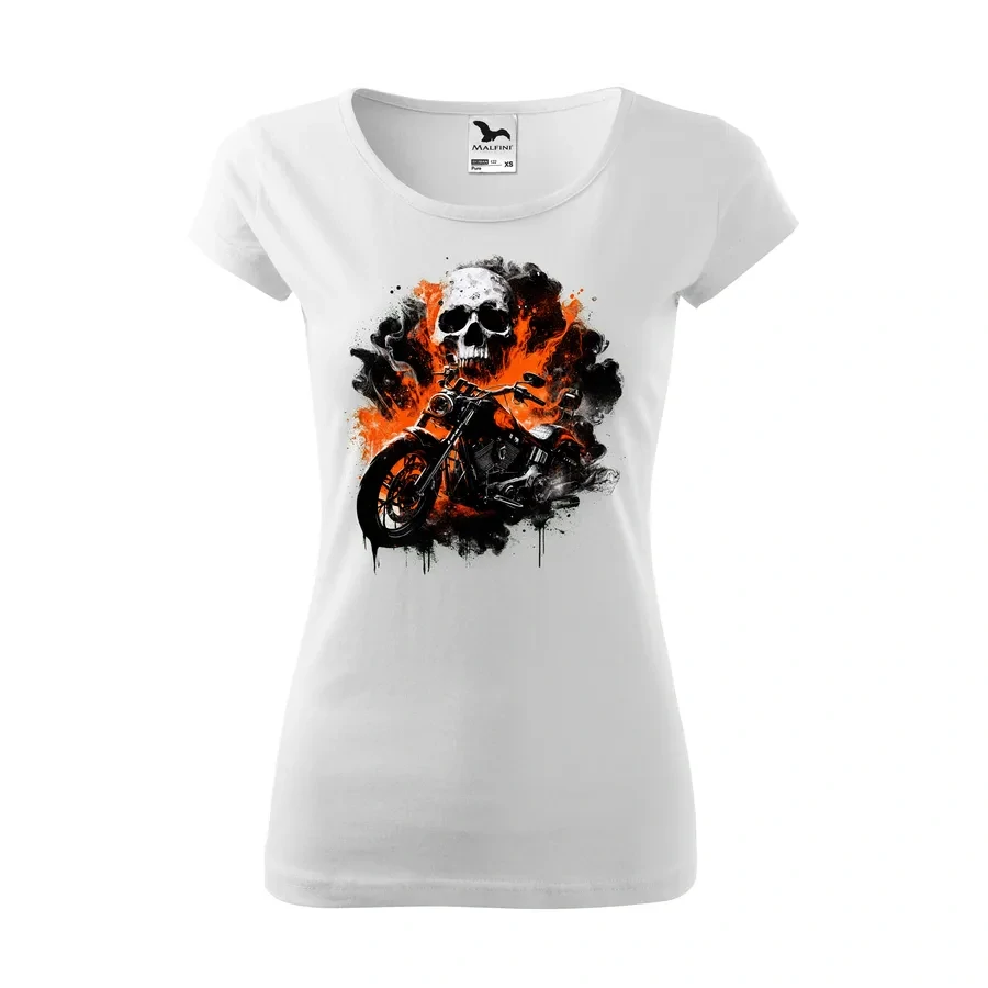 Dámske motorkárske tričko Skull Ride – ohnivá rebélia