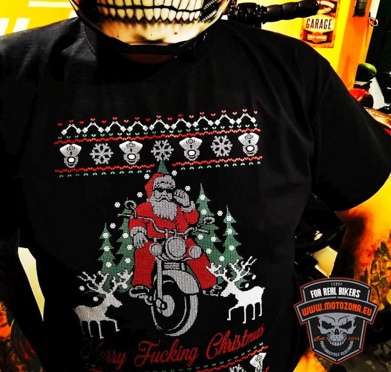 Motorkárske tričko Merry Fucking Christmas