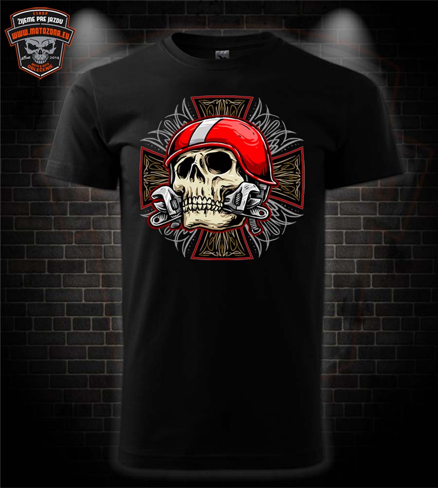 Motorkárske tričko Skull mechanic
